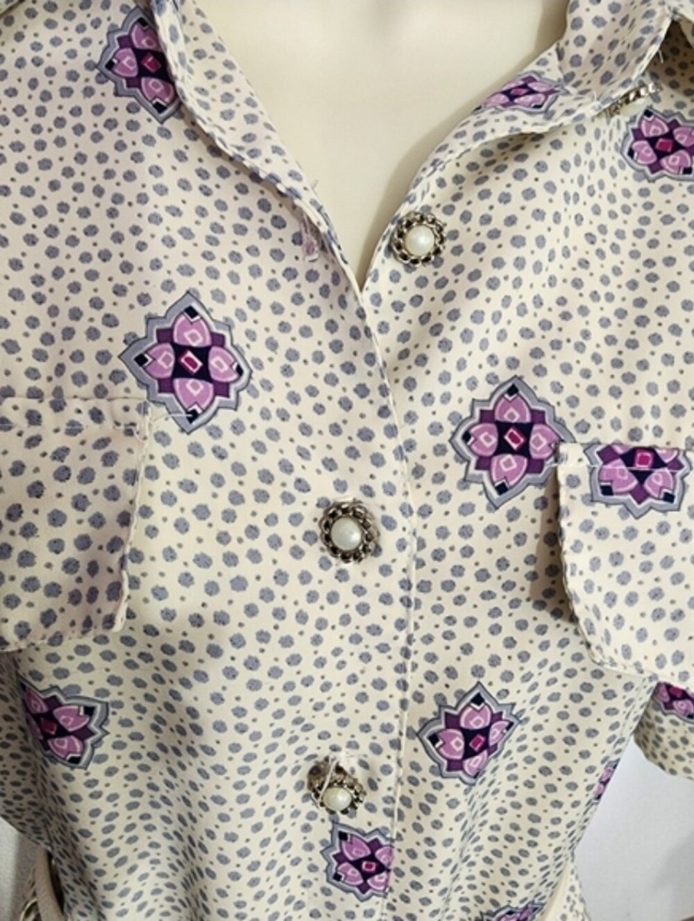 Breli Originals Dress Union Made Vintage Floral Secretary Off White Size 12 - Picture 6 of 13
